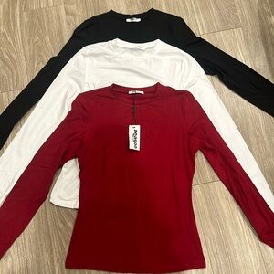 Fitted long sleeves (black, white, red)